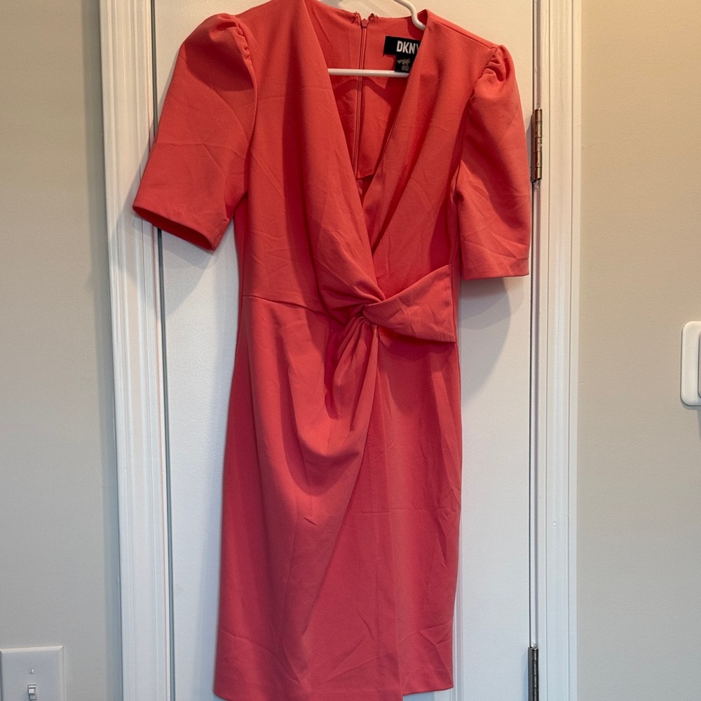 DKNY Vibrant Coral Midi Dress
